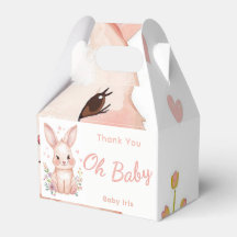 Pastel Pink Baby Shower Treat Box Cute Bunny Party