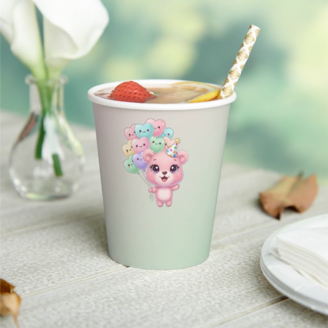 Pastel Pink Bear Baby Shower Cups (Insitu)