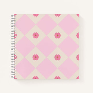 Pastel Pink & Beige Floral Geometric Notebook