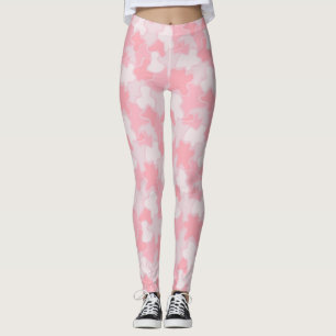 Pastel Pink Blobs Pattern Leggings