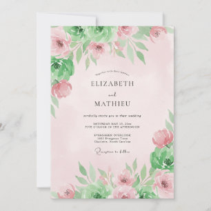 Pastel Pink Blossom Wedding Invitation