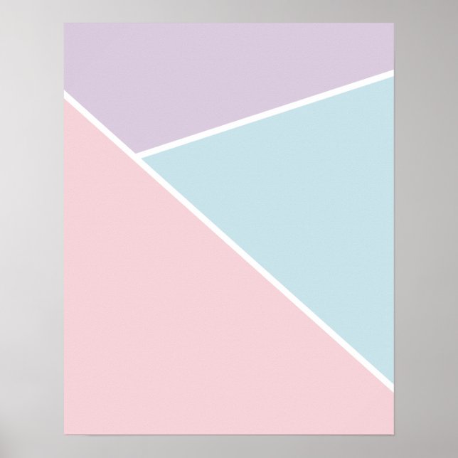 Pastel Pink, Blue and Purple Geometric Poster (Front)