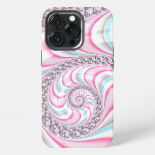 Pastel Pink Blue Candy Cane Spiral Fractal iPhone 13 Pro Case