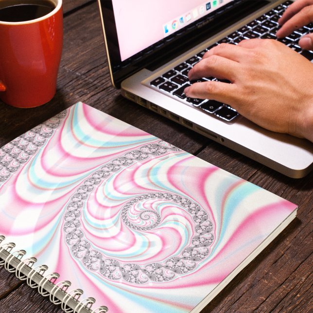 Pastel Pink Blue Candy Cane Spiral Fractal Math Notebook (Creator Uploaded)