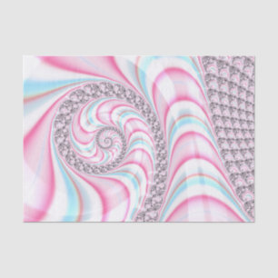 Pastel Pink Blue Candy Cane Spiral Fractal Tissue Paper