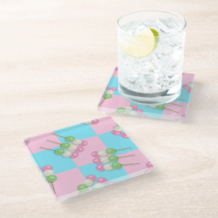 Pastel Pink Blue Chequered Dango Coaster