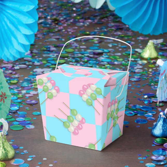 Pastel Pink Blue Chequered Dango Favour Box (Party)