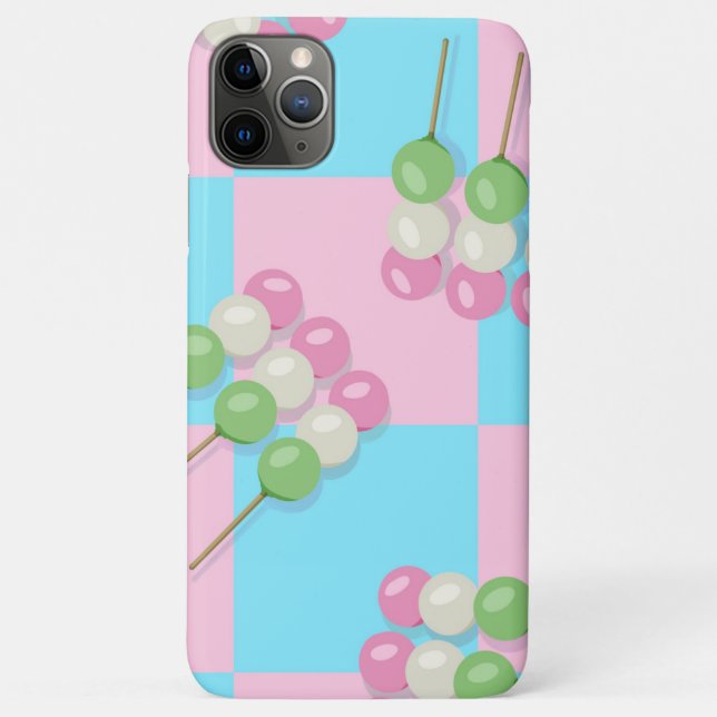 Pastel Pink Blue Chequered Dango iPhone Case (Back)