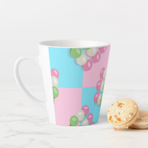 Pastel Pink Blue Chequered Dango Latte Mug