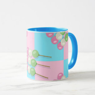Pastel Pink Blue Chequered Dango Mug