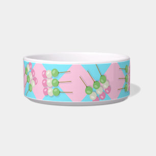 Pastel Pink Blue Chequered Dango Pet Bowl