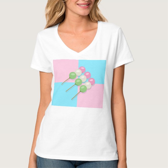 Pastel Pink Blue Chequered Dango T-Shirt (Front)