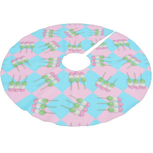 Pastel Pink Blue Chequered Dango Tree Skirt