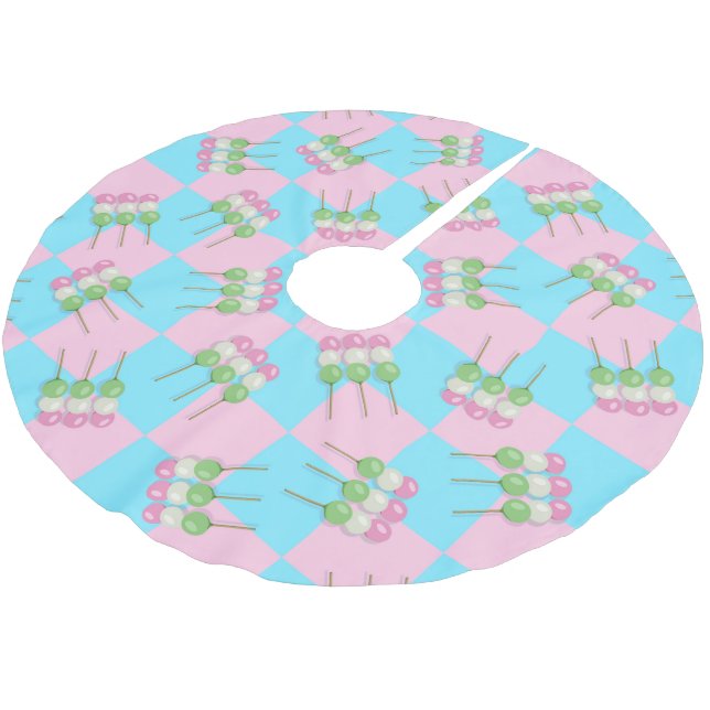 Pastel Pink Blue Chequered Dango Tree Skirt (Angled)