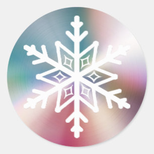 Pastel Pink Blue Colourful Christmas Snowflake Classic Round Sticker