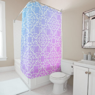 PASTEL PINK BLUE ELEGANT PATTERN SHOWER CURTAIN