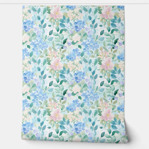 Pastel Pink Blue Floral Pattern  Wallpaper