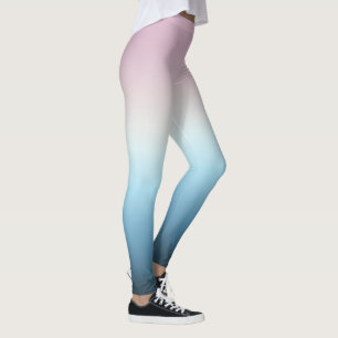 Pastel Pink & Blue Gradient Indigo Rose Ombre   Leggings