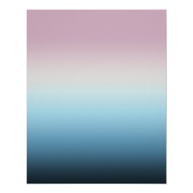 Pastel Pink & Blue Gradient Indigo Rose Ombre   Poster (Front)