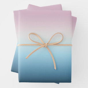 Pastel Pink & Blue Gradient Indigo Rose Ombre   Wrapping Paper Sheet