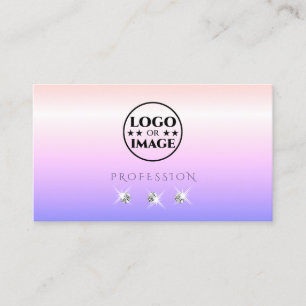 Pastel Pink Blue Ombre Sparkling Diamonds Add Logo Business Card