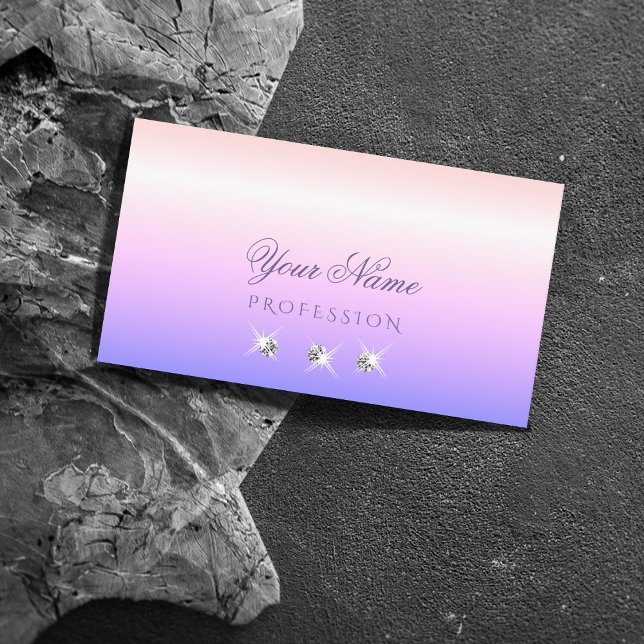 Pastel Pink Blue Ombre Sparkling Diamonds Elegant Business Card (Creator Uploaded)