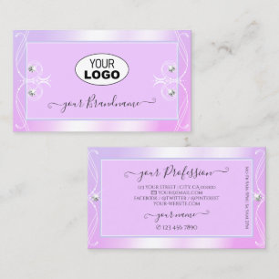 Pastel Pink Blue Sparkle Diamonds Add Logo Ornate Business Card