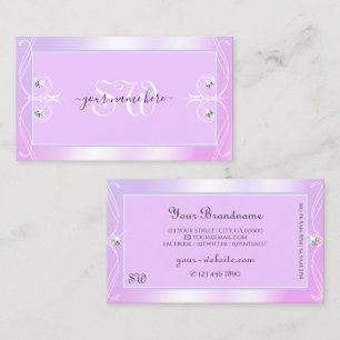 Pastel Pink Blue Sparkle Diamonds Initials Ornate Business Card