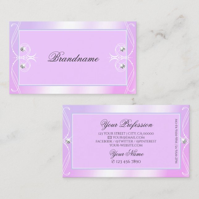 Pastel Pink Blue Sparkle Diamonds Ornate Ornaments Business Card (Front/Back)