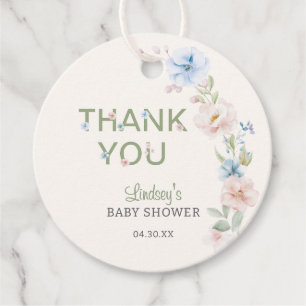 Pastel Pink Blue Spring Baby in Bloom Baby Shower  Favour Tags