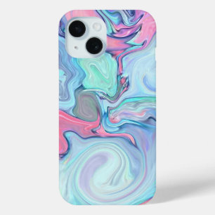 Pastel Pink & Blue Swirl Abstract iPhone 15 Case