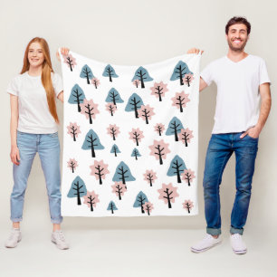 Pastel Pink Blue Tree Cookie Bell Star Christmas  Fleece Blanket