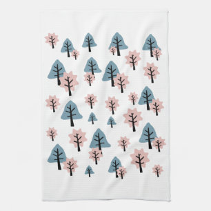 Pastel Pink Blue Tree Cookie Bell Star Christmas Tea Towel