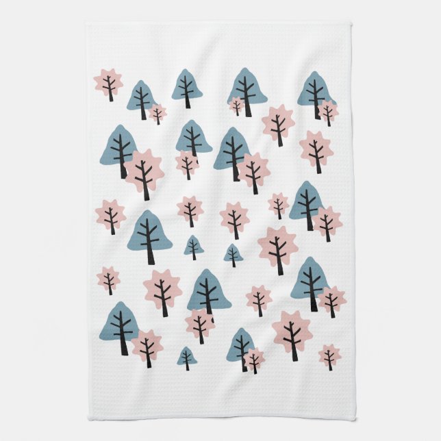 Pastel Pink Blue Tree Cookie Bell Star Christmas Tea Towel (Vertical)