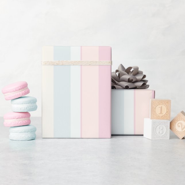 Pastel Pink Blue Wide Stripe Wrapping Paper (Baby Shower)