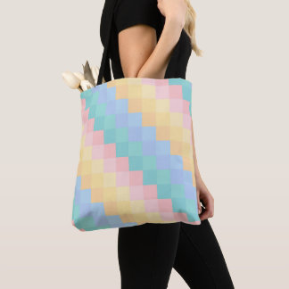 PASTEL PINK BLUE YELLOW GREEN GEOMETRIC SHAPES TOTE BAG