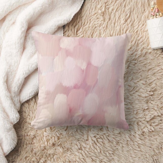 Pastel pink blush abstract painted. Brush stroke Cushion (Blanket)