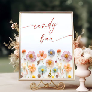 Pastel Pink Blush Bohemian Wildflowers Candy Bar Poster