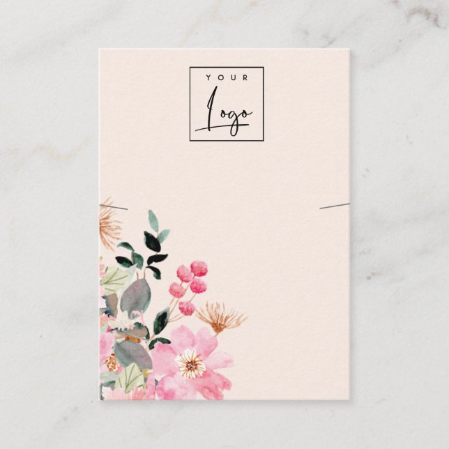 Pastel Pink Blush Floral Bunch Necklace Display Business Card (Front)