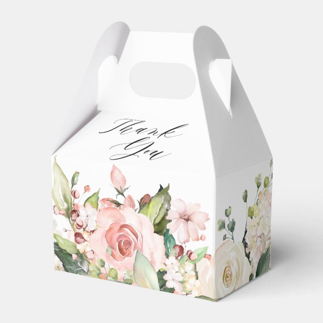 Pastel Pink Blush Rose Floral Botanical Wedding Favour Box (Front Side)