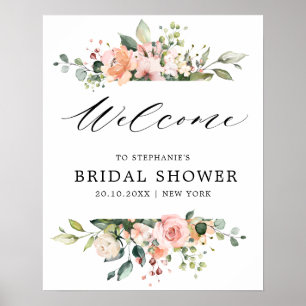 Pastel Pink Blush Rose Floral Bridal Shower Poster