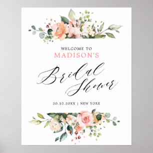 Pastel Pink Blush Rose Floral Bridal Shower Poster