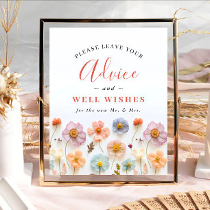 Pastel Pink Bohemian Wildflowers Advice & Wishes Poster