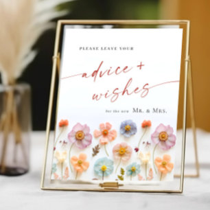 Pastel Pink Bohemian Wildflowers Advice & Wishes Poster