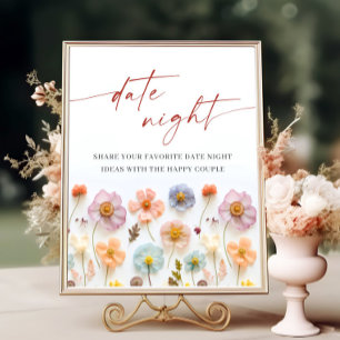 Pastel Pink Bohemian Wildflowers Date Night Ideas Poster