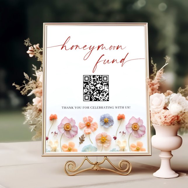 Pastel Pink Bohemian Wildflowers Honeymoon Fund Poster (Creator Uploaded)
