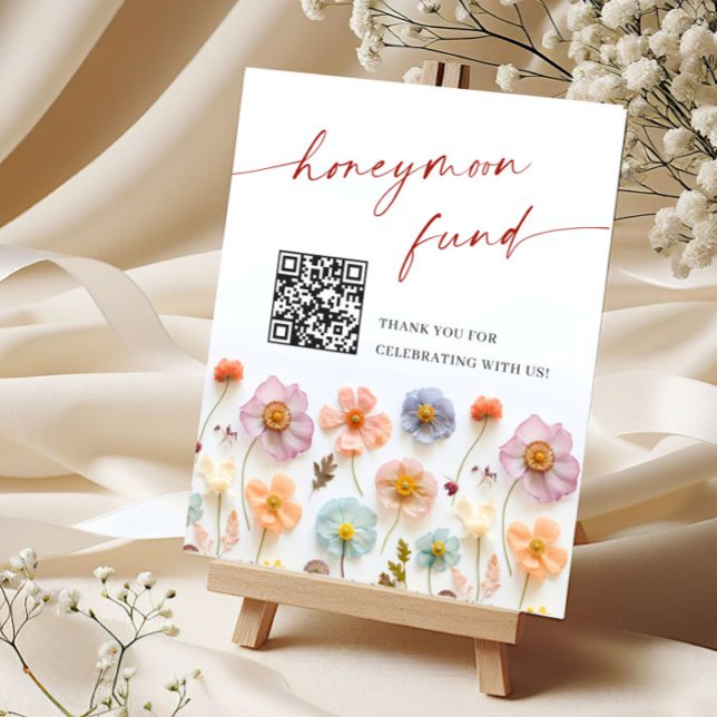 Pastel Pink Bohemian Wildflowers Honeymoon Fund Poster (Creator Uploaded)