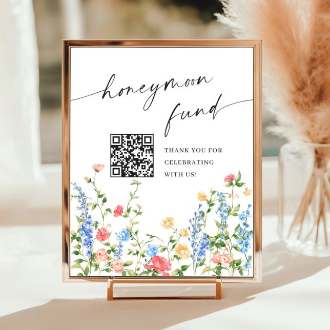 Pastel Pink Bohemian Wildflowers Honeymoon Fund Poster (Creator Uploaded)