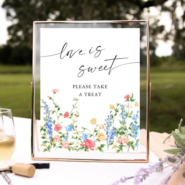 Pastel Pink Bohemian Wildflowers Love is Sweet Poster (Creator Uploaded)