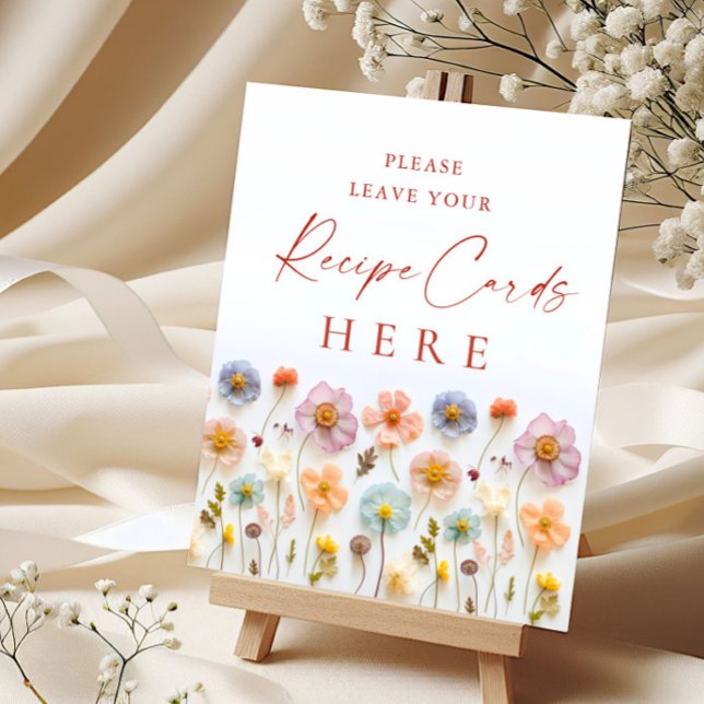 Pastel Pink Bohemian Wildflowers Recipe Cards Sign (Creator Uploaded)
